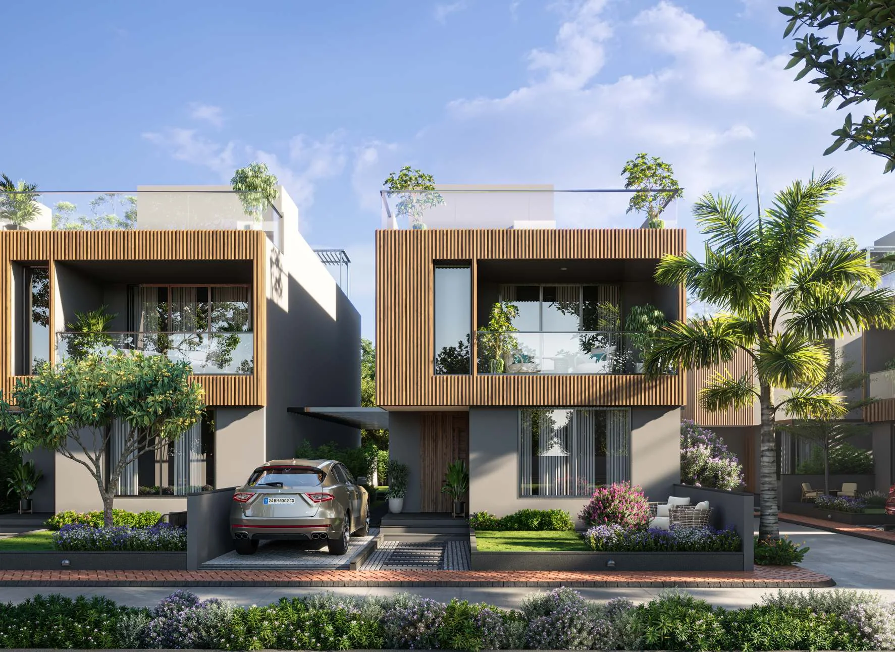 Rosewood Villa exterior with private courtyard and contemporary styling