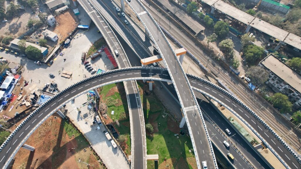 Aerial view of the Samruddhi Mahamarg interchange connecting Thane to Igatpuri